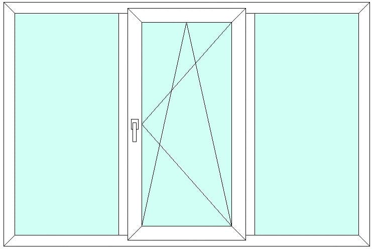 Типовое ПВХ окно трехстворчатое